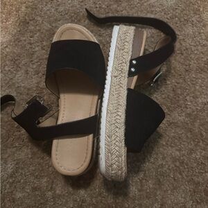 Soda Black and Tan Espadrille Platform Shoes